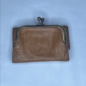 HOBO Vintage Brown Leather Kiss Clasp Coin Purse